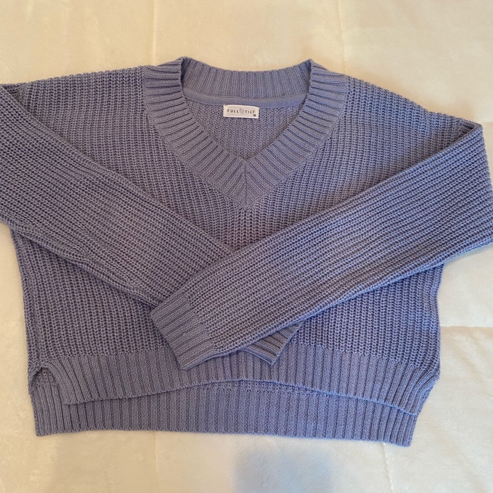 Cropped Purple Knit Sweater